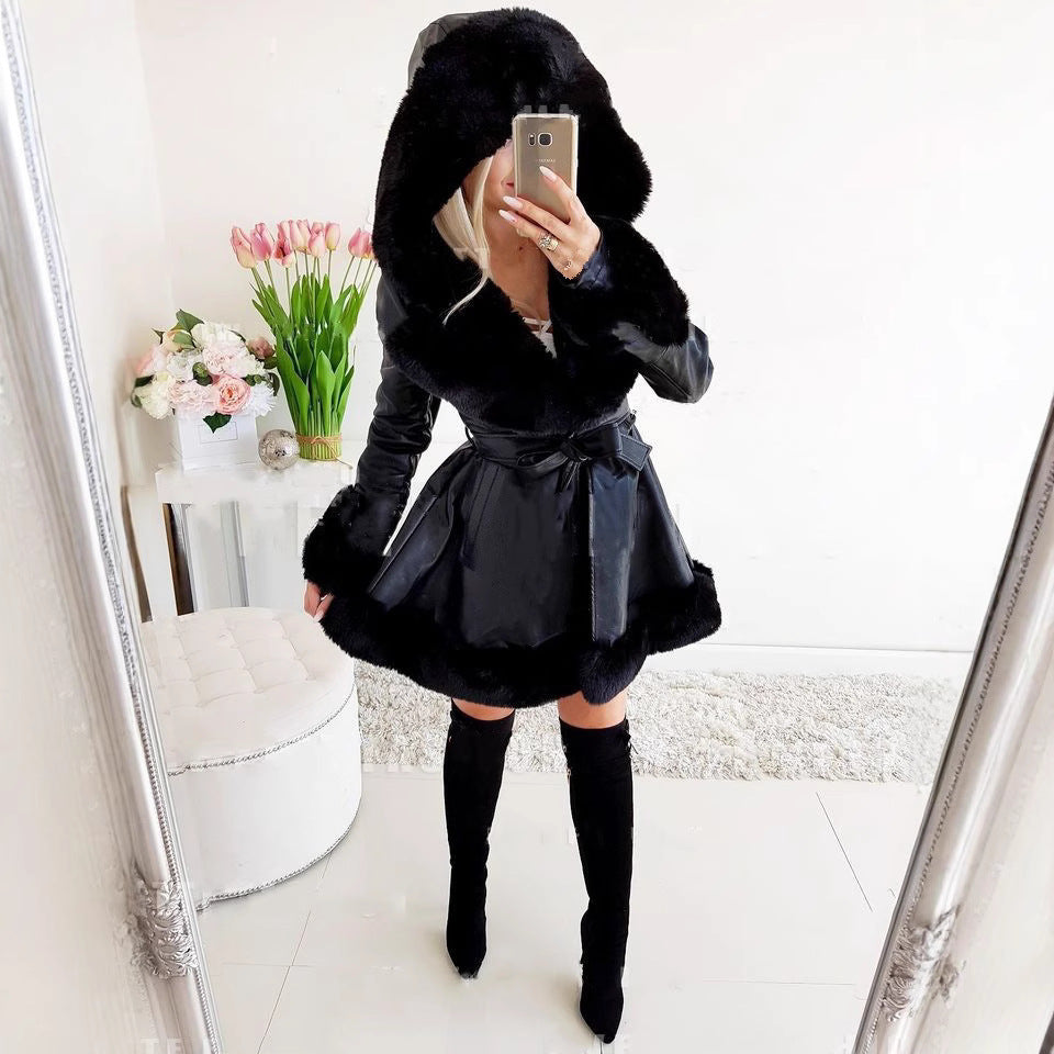 Damen eleganter Parka mit luxuriösem Kunstfellkragen und praktischen Taschen Heidi-Mode