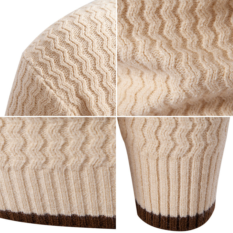 Herren Strickpullover mit hochabschließendem Kragen und strukturiertem Muster Heidi-Mode