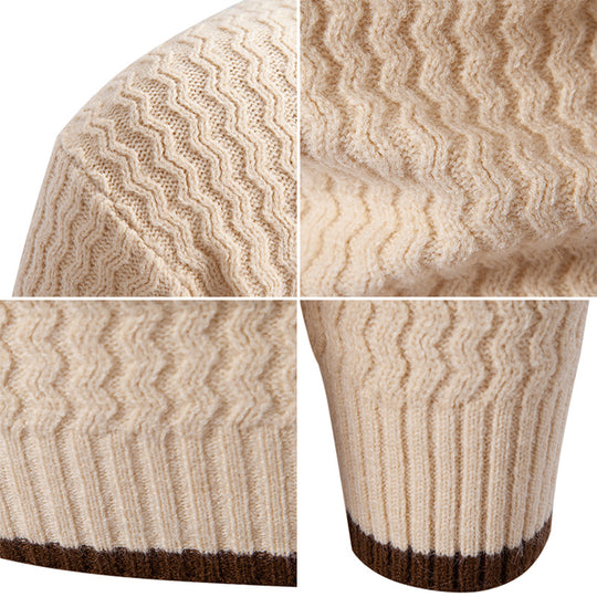 Herren Strickpullover mit hochabschließendem Kragen und strukturiertem Muster Heidi-Mode