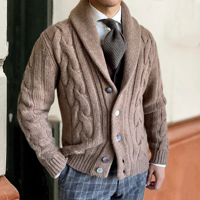 Herren Strickjacke mit modernen Zopfmuster Heidi-Mode