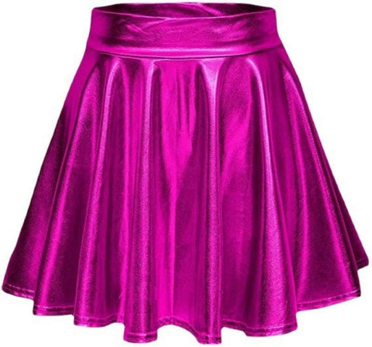 Damen Stilvolle Hohe Taillierte Kunstlederrock Heidi-Mode