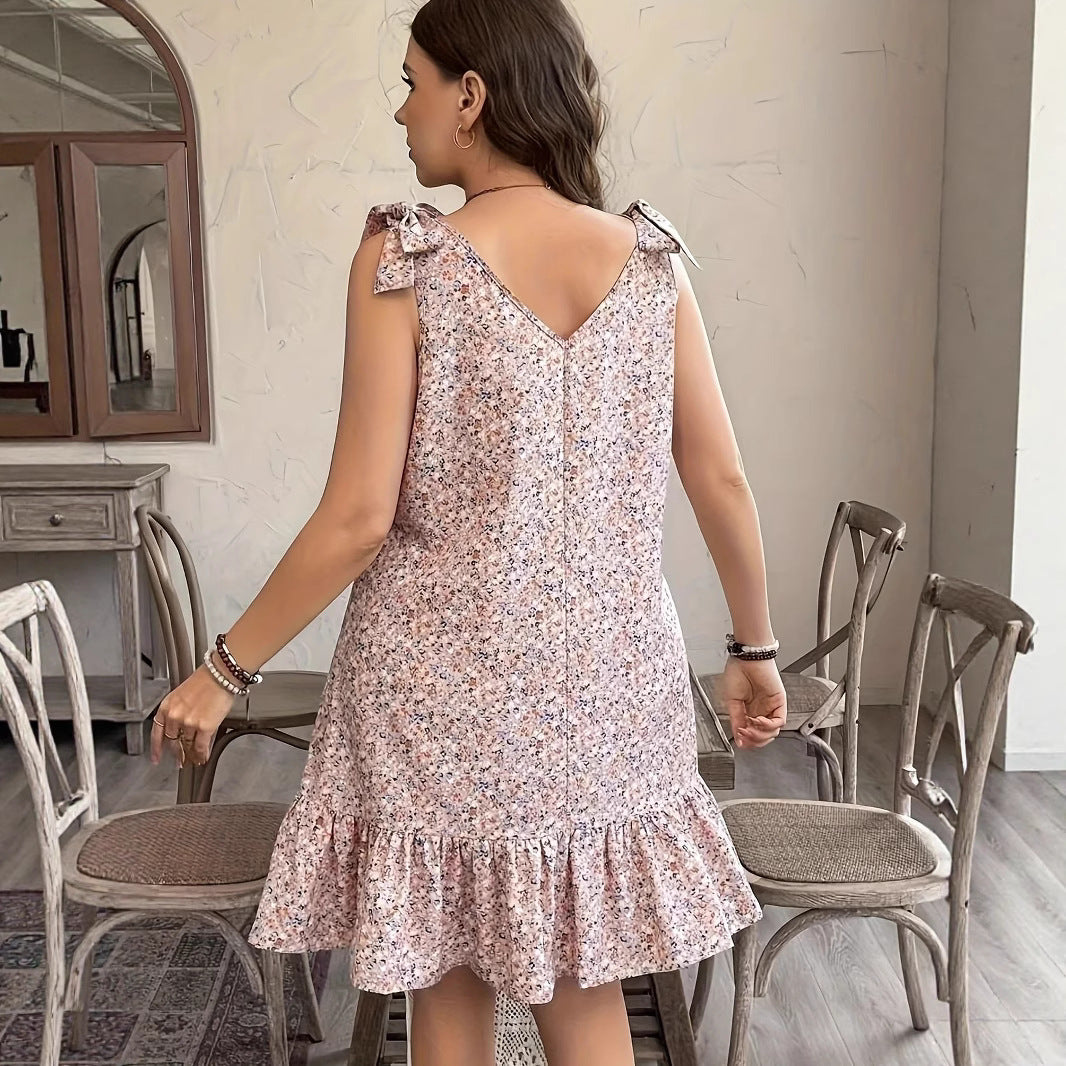 Damen kurzes Sommerkleid mit Rüschendetails und Knopfleiste Heidi-Mode