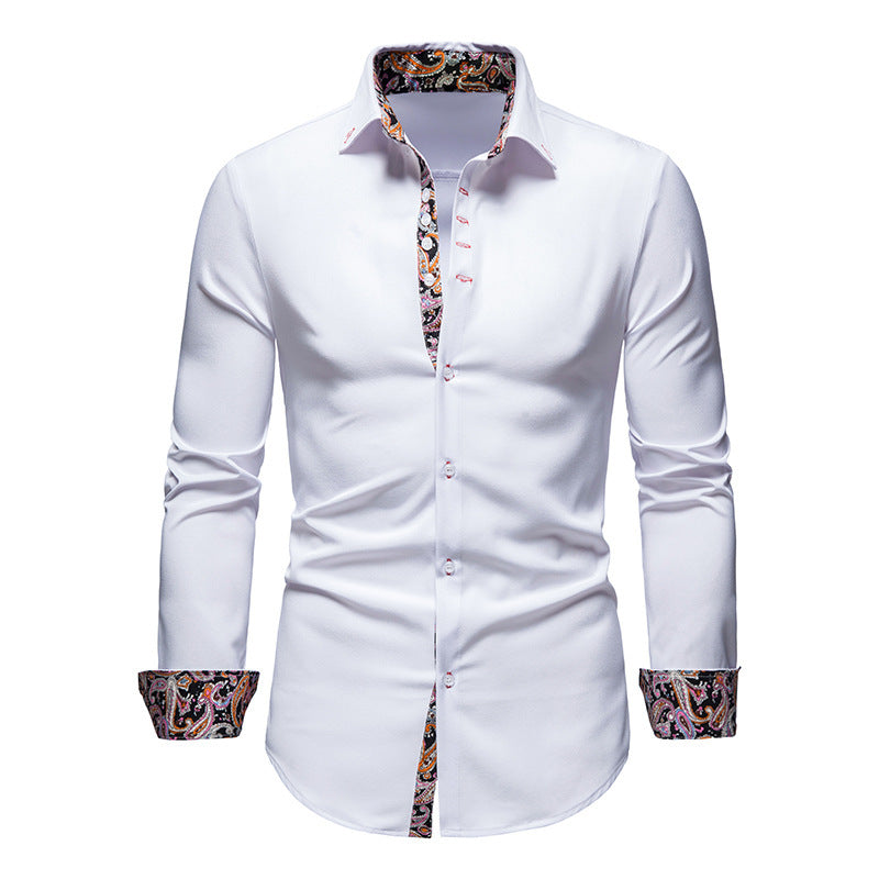 Herren elegantes Langarmhemd mit auffälligem Paisley-Muster Heidi-Mode