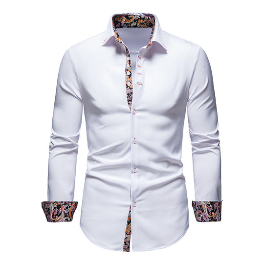 Herren elegantes Langarmhemd mit auffälligem Paisley-Muster Heidi-Mode