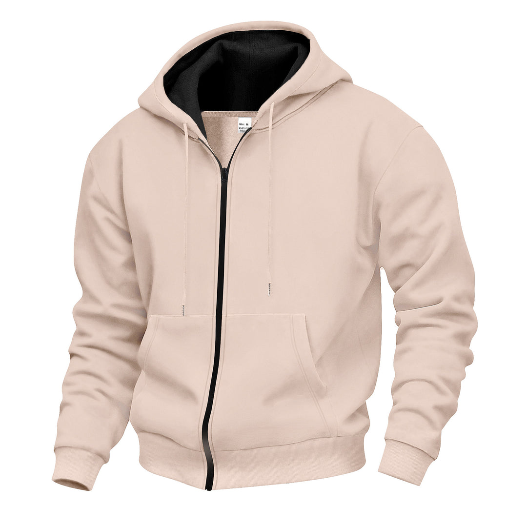 Herren Kapuzenpullover mit hoher Kragen- und doppellagiger Kapuze Heidi-Mode