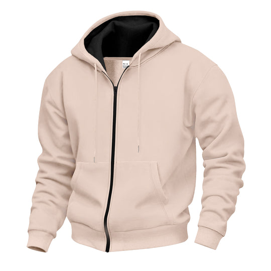 Herren Kapuzenpullover mit hoher Kragen- und doppellagiger Kapuze Heidi-Mode