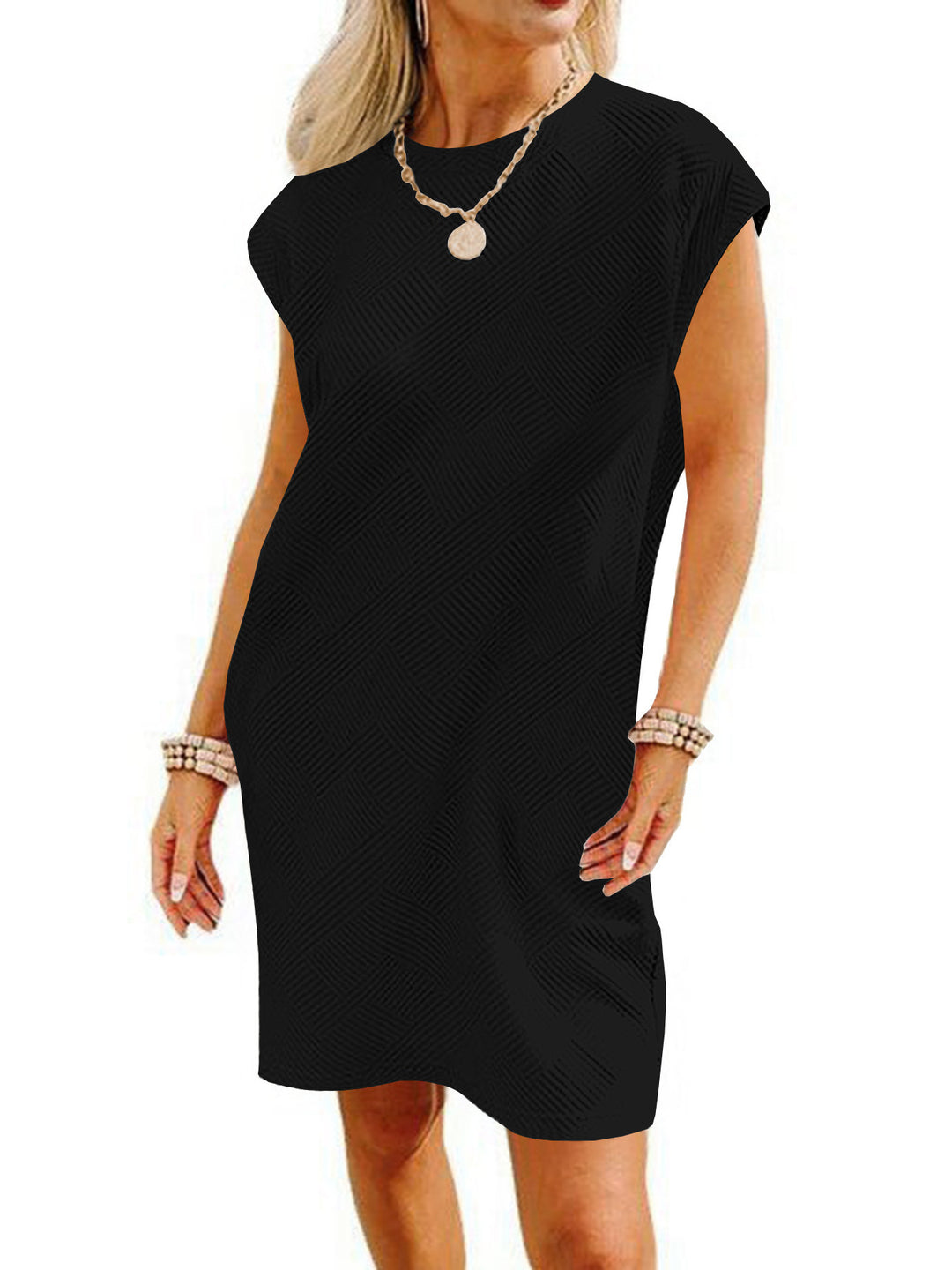 Damen Lockeres Sommerkleid mit strukturiertem Design und schickem Schnitt Heidi-Mode