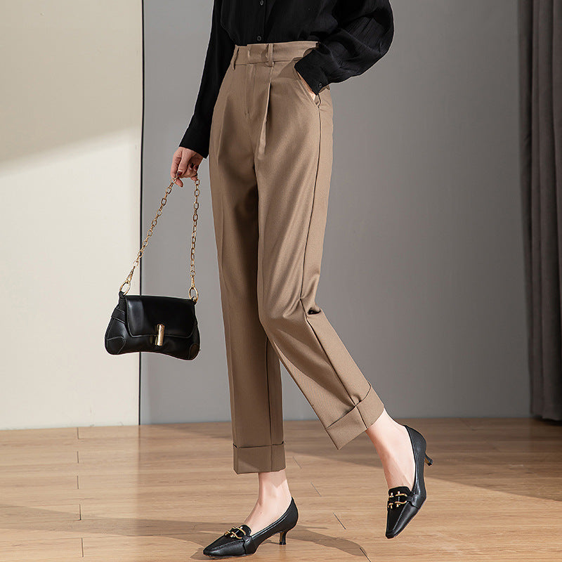 Damen elegante, taillierte Anzughose mit schmalen Biesen und klassischen Bügelfalten Heidi-Mode