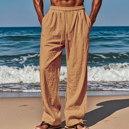 Herren Lässige Strandhose mit elastischem Bund und praktischen Seitentaschen Heidi-Mode