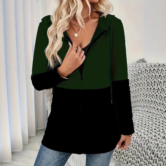 Damen Kapuzenjacke mit modischem Farbblockdesign und praktischen Taschen Heidi-Mode