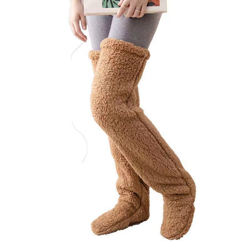 Damen Kuschelige Overknee-Socken aus weichem Fleece Heidi-Mode