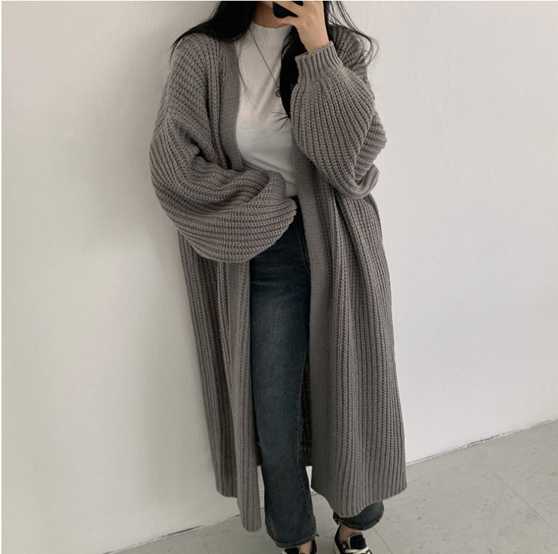 Damen Oversized Strickcardigan mit tiefen Raglanärmeln Heidi-Mode