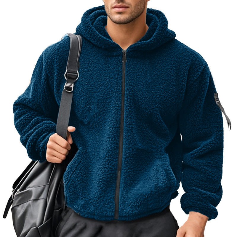 Herren Fleece-Hoodie mit kängurutasche und robustem Reißverschluss Heidi-Mode