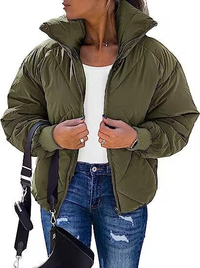 Damen Wärmeisolierte Steppjacke mit hohem Kragen und elastischen Bündchen Heidi-Mode