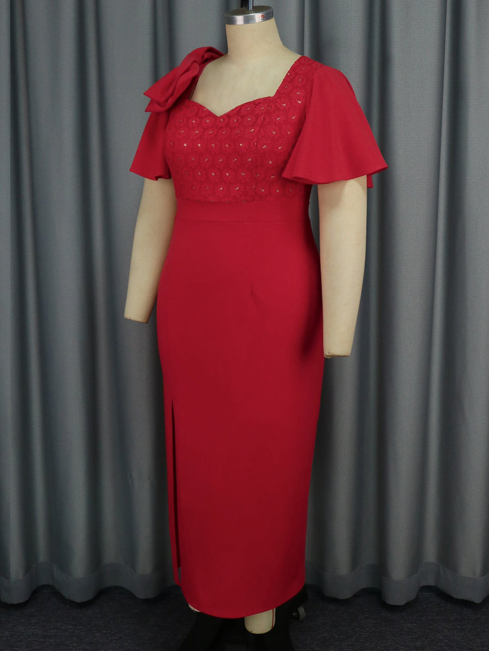 Heidi-Mode | Frauen Rüschensatz Schleifen Kleid Sexy Party Spitze Kleid