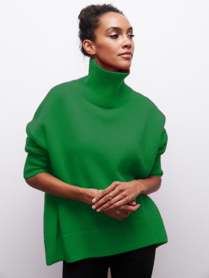 Damen Oversized Rollkragenpullover aus weichem Strick Heidi-Mode