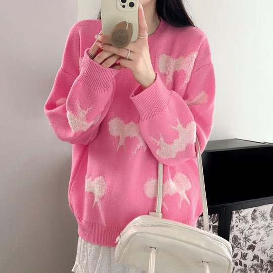 Damen kuscheliger Strickpullover mit verspieltem Muster Heidi-Mode