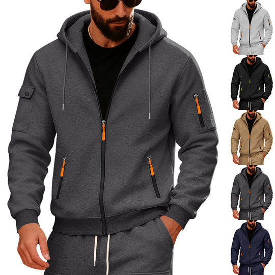Herren sportlicher Kapuzenpullover mit modischen Schnellverschlüssen und praktischen Taschen Heidi-Mode