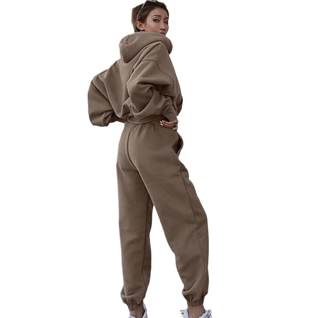 Damen bequeme Loungewear-Kombination mit Kapuze und elastischem Bund Heidi-Mode