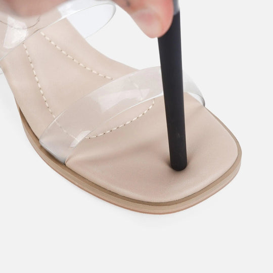 Heidi-Mode | Damen Sandalen mit mittelhohem Absatz transparent