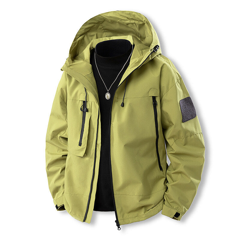 Herren wasserfeste Multifunktionsjacke mit Kapuze und praktischen Taschen Heidi-Mode