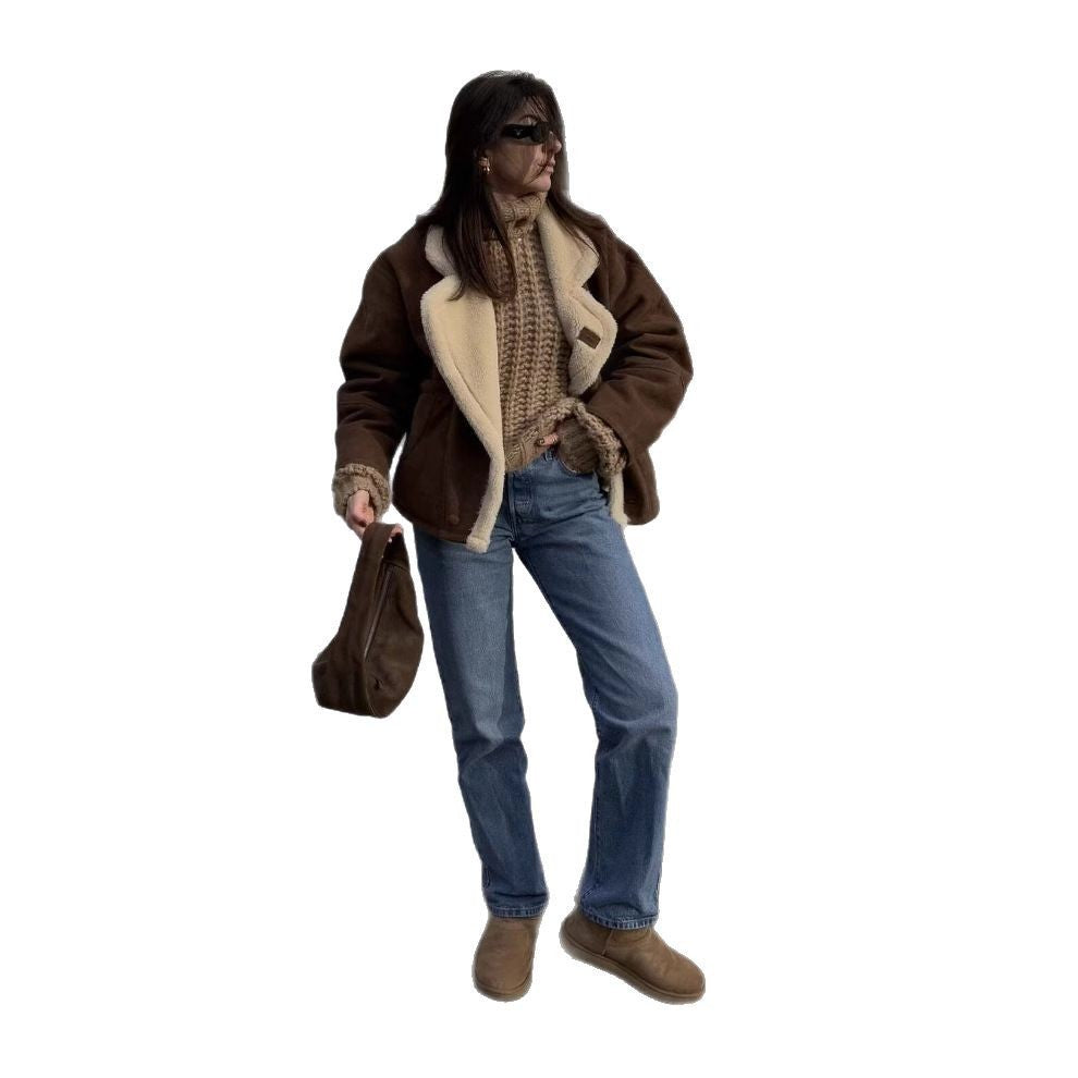 Damen Oversized-Winterjacke mit Plüsch Heidi-Mode