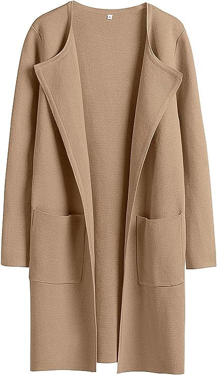 Damen Oversized Strickmantel mit offenen Fronten und praktischen Taschen Heidi-Mode