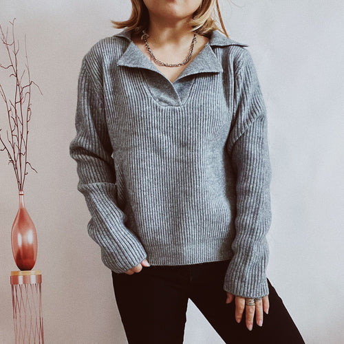 Damen lässiger Pullover mit modernem Rippdesign Heidi-Mode