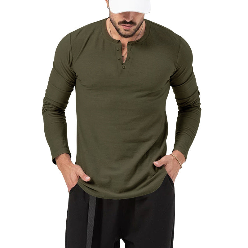 Herren Langarm-Henley-Shirt mit hochwertiger Baumwollmischung und modischen Knopfdetails Heidi-Mode