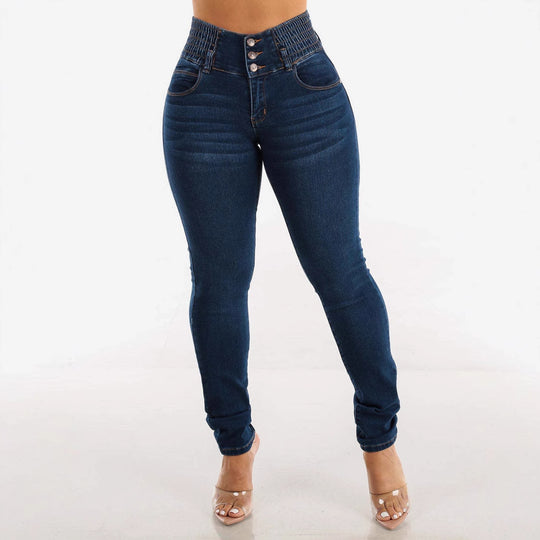 Damen Skinny Jeans mit hohem Komfortbund Heidi-Mode