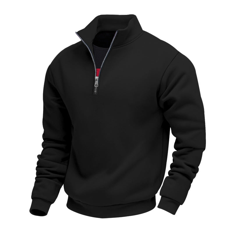 Herren sportlicher Sweatshirt mit modernem Stehkragen und Reißverschluss Heidi-Mode