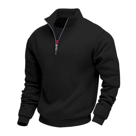 Herren sportlicher Sweatshirt mit modernem Stehkragen und Reißverschluss Heidi-Mode