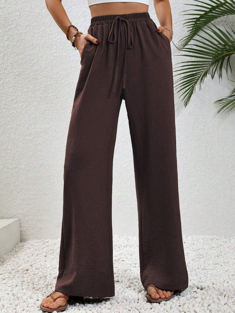 Damen Weite Sommerhose mit elastischem Bund und Tasche Heidi-Mode