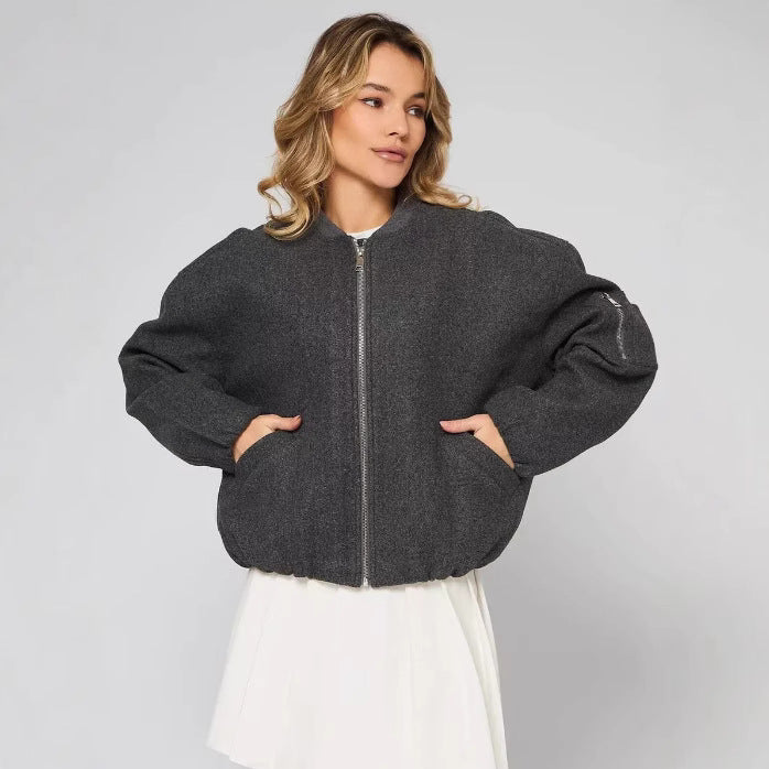 Damen modische Puffjacke mit praktischen Reißverschlusstaschen und elastischen Bündchen Heidi-Mode