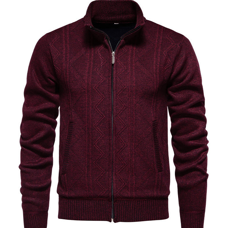Herren Strickjacke mit hochwertigem Zipper und strukturiertem Design Heidi-Mode