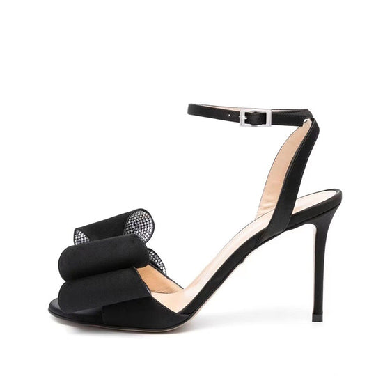 Femme Elegante Offene-Toe Absatzsandalen mit Dekorativem Bogen Heidi-Mode