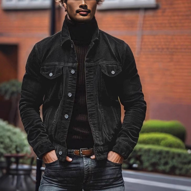 Herren Cordjacke mit klassischem Schnitt und praktischen Brusttaschen Heidi-Mode