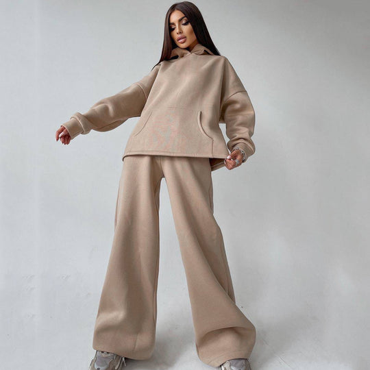 Damen lässiges Oversized Hoodie- und Wide Leg Hosen Set Heidi-Mode