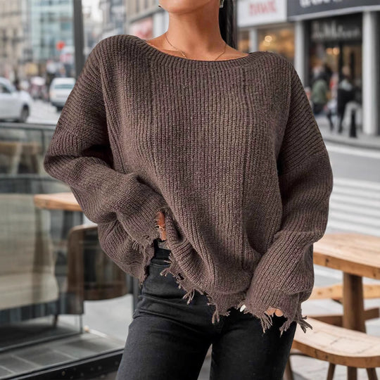 Damen Baumwollpullover mit lässigem Oversized-Schnitt Heidi-Mode
