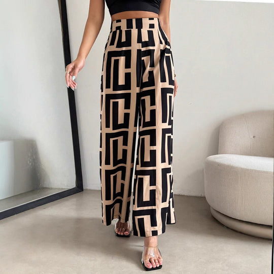 Damen Modische Palazzo-Hose mit grafischem Muster Heidi-Mode