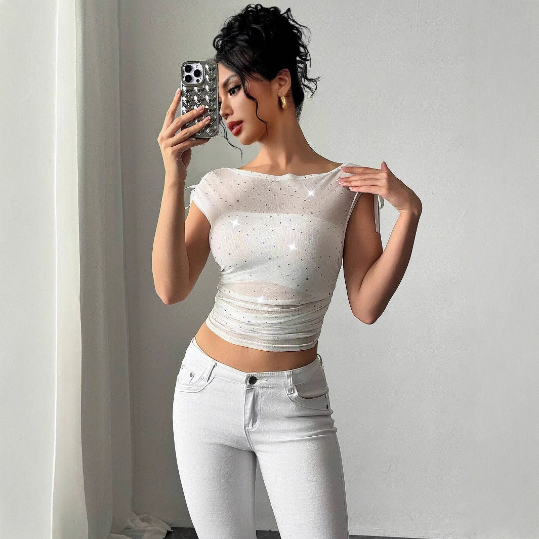 Damen Funktionsshirt mit Glitzerakzenten und verstellbaren Trägern Heidi-Mode