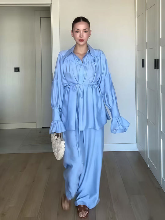 Damen Schicke Bluse und weite Hose im eleganten Look Heidi-Mode