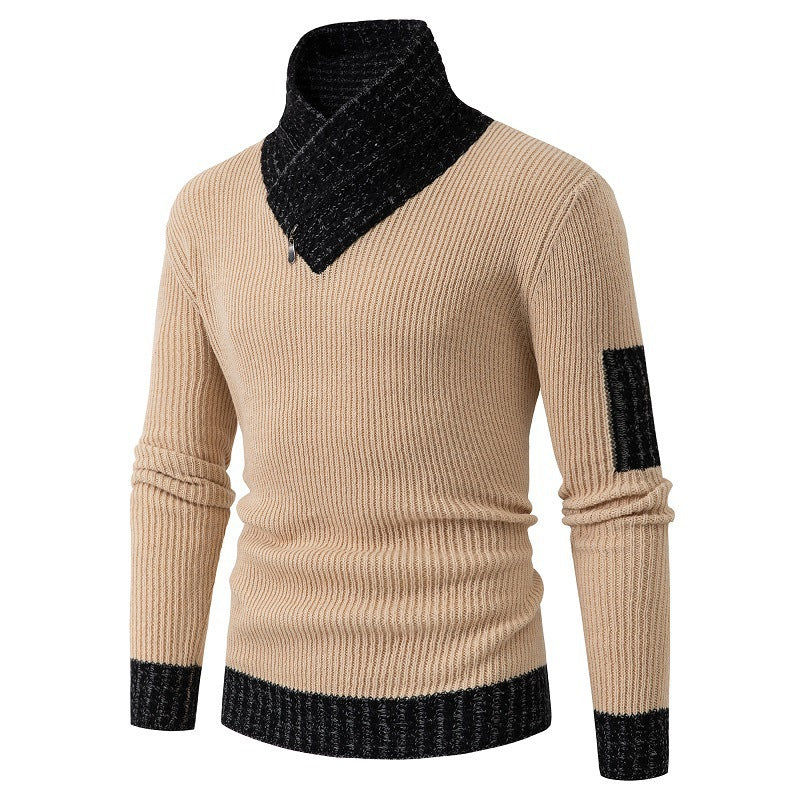 Herren Pullover mit modernem asymmetrischem Kragen und strukturiertem Design Heidi-Mode