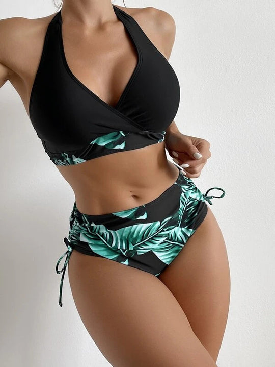 Damen Hochgeschnittenes Bikini-Set mit raffinierten Schnürdetails Heidi-Mode