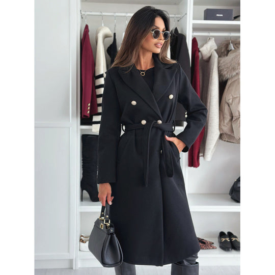Damen Doppeltknopf Gürtel Übermantel Heidi-Mode