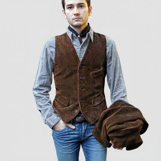 Herren elegante Weste aus Cord Heidi-Mode