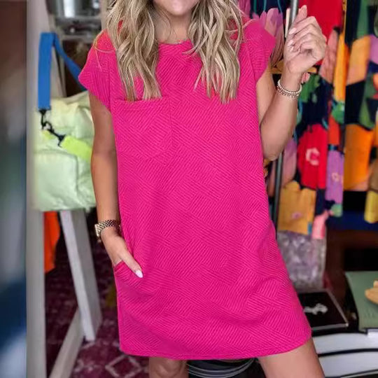 Damen lässiges T-Shirt-Kleid mit einem stilvollen strukturierten Design Heidi-Mode
