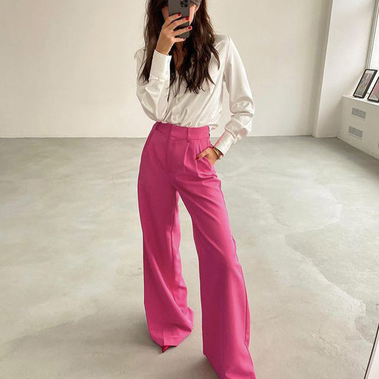 Damen Weite Palazzo-Hose mit eleganter Taillierung und modischem Schnitt Heidi-Mode