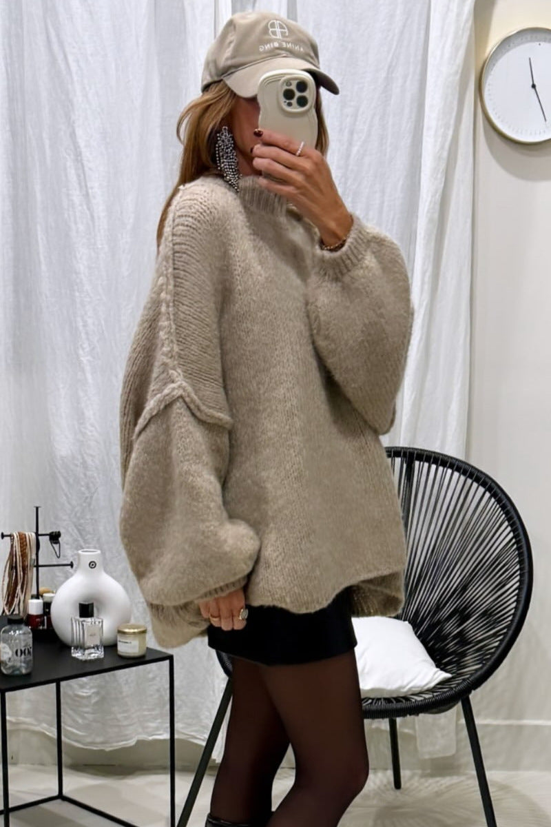 Damen Oversized Strickpullover mit weichem Material und modischen Ärmeln Heidi-Mode