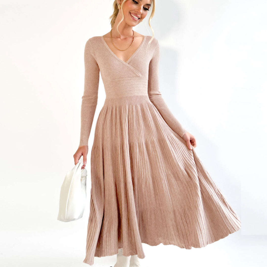 Damen Elegantes Wickelkleid mit plisséierten Details Heidi-Mode